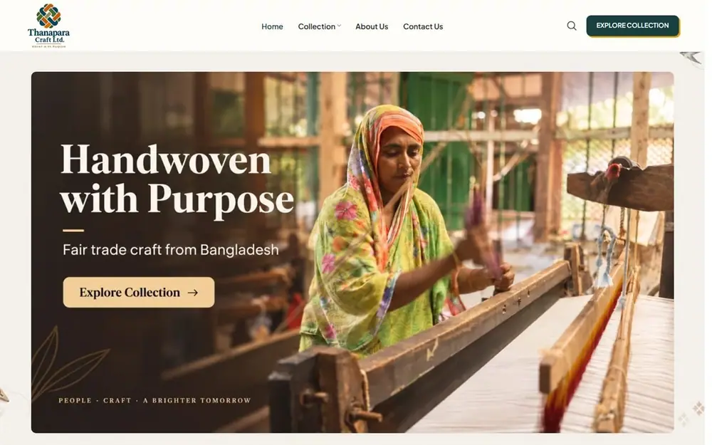 Homepage design for a handmade craft online store